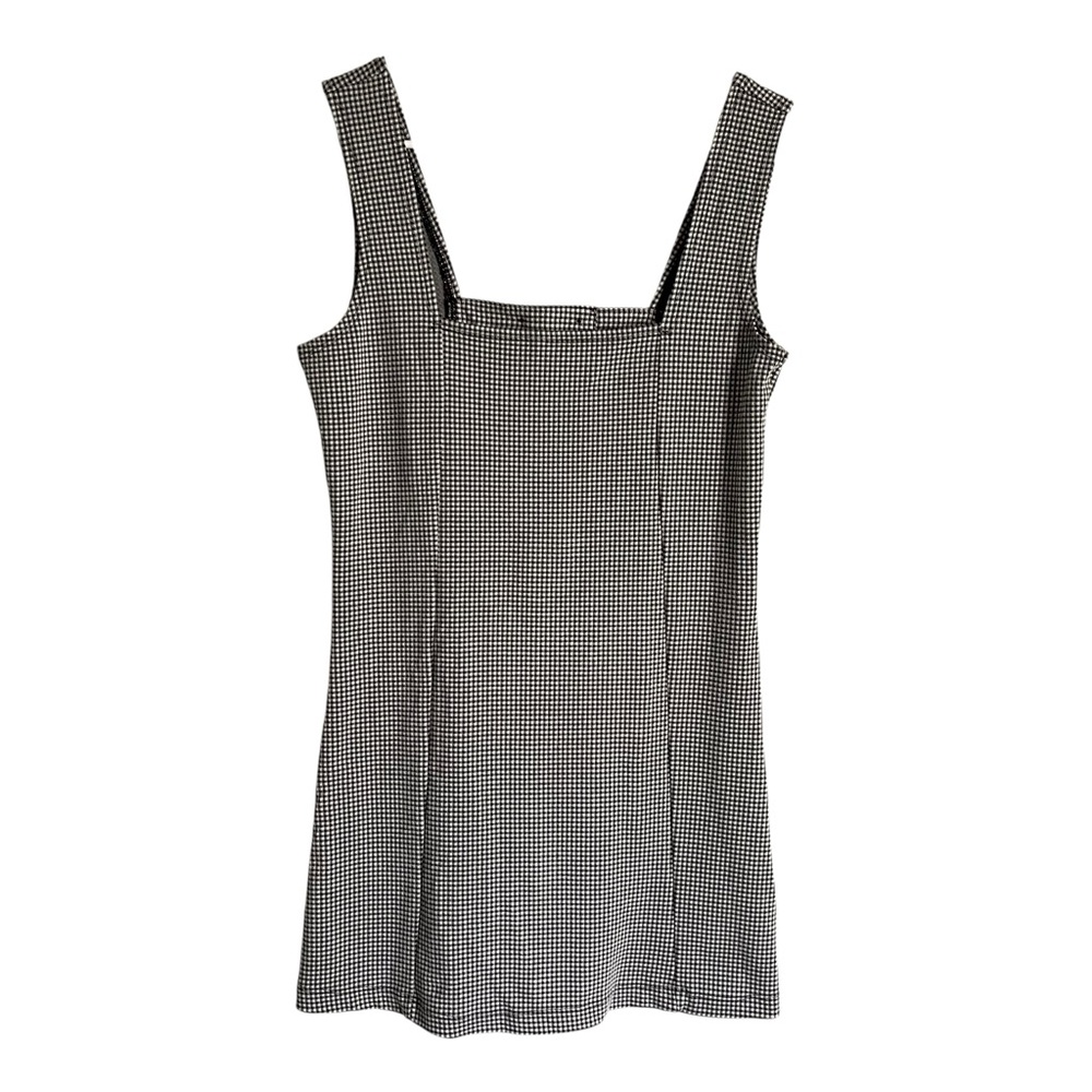 Society Amuse Gingham Stretch Mini Dress Sleevless Black White sz Large